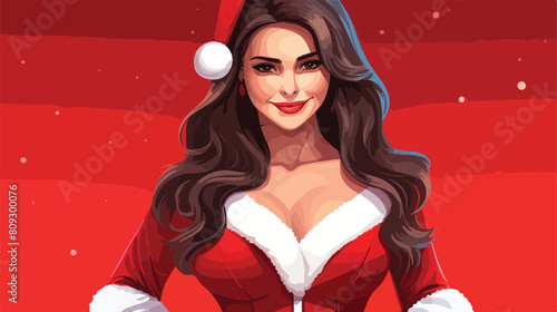 Sexy young woman in Santa costume on color backgrou