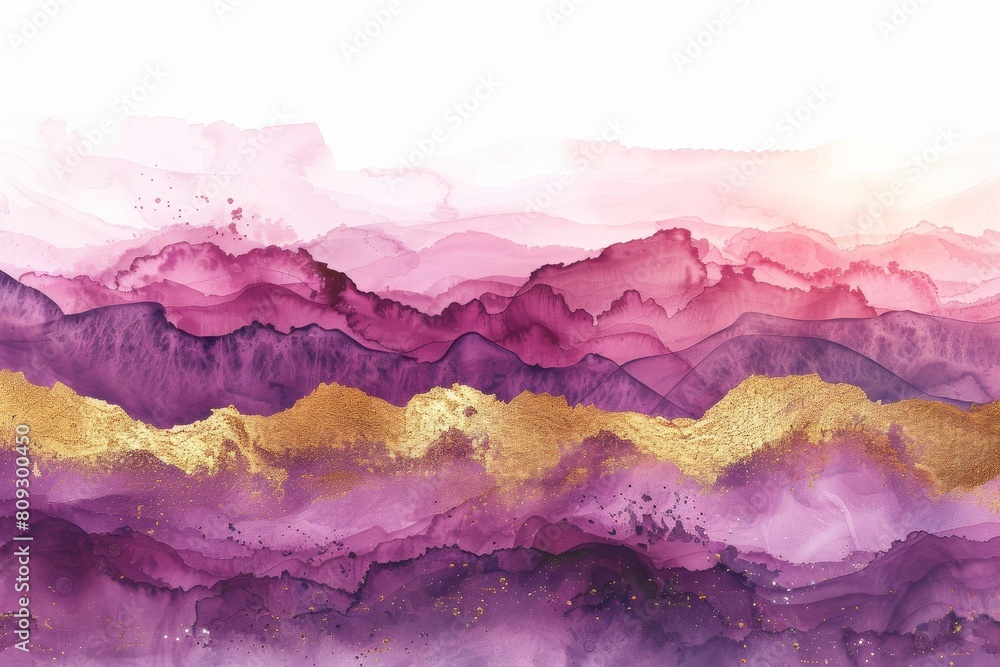 An abstract purple and gold illustration or a geode like texture on white background. An abstract purple and gold illustration or a geode like texture on white background.