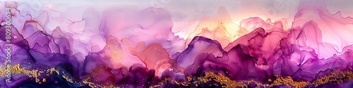 An abstract purple and gold illustration or a geode like texture on white background.  photo