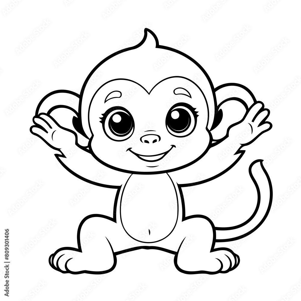Simple vector illustration of Monkey hand drawn for kids coloring page Simple vector illustration of Monkey hand drawn for kids coloring page