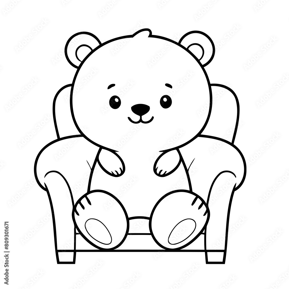 Fototapeta premium Cute vector illustration Bear for children colouring activity