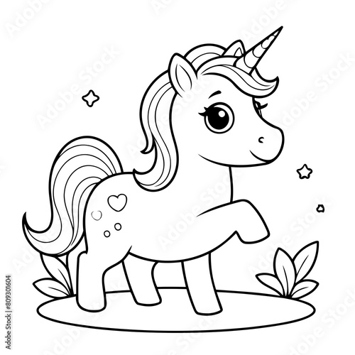 Cute vector illustration Unicorn hand drawn for kids page
