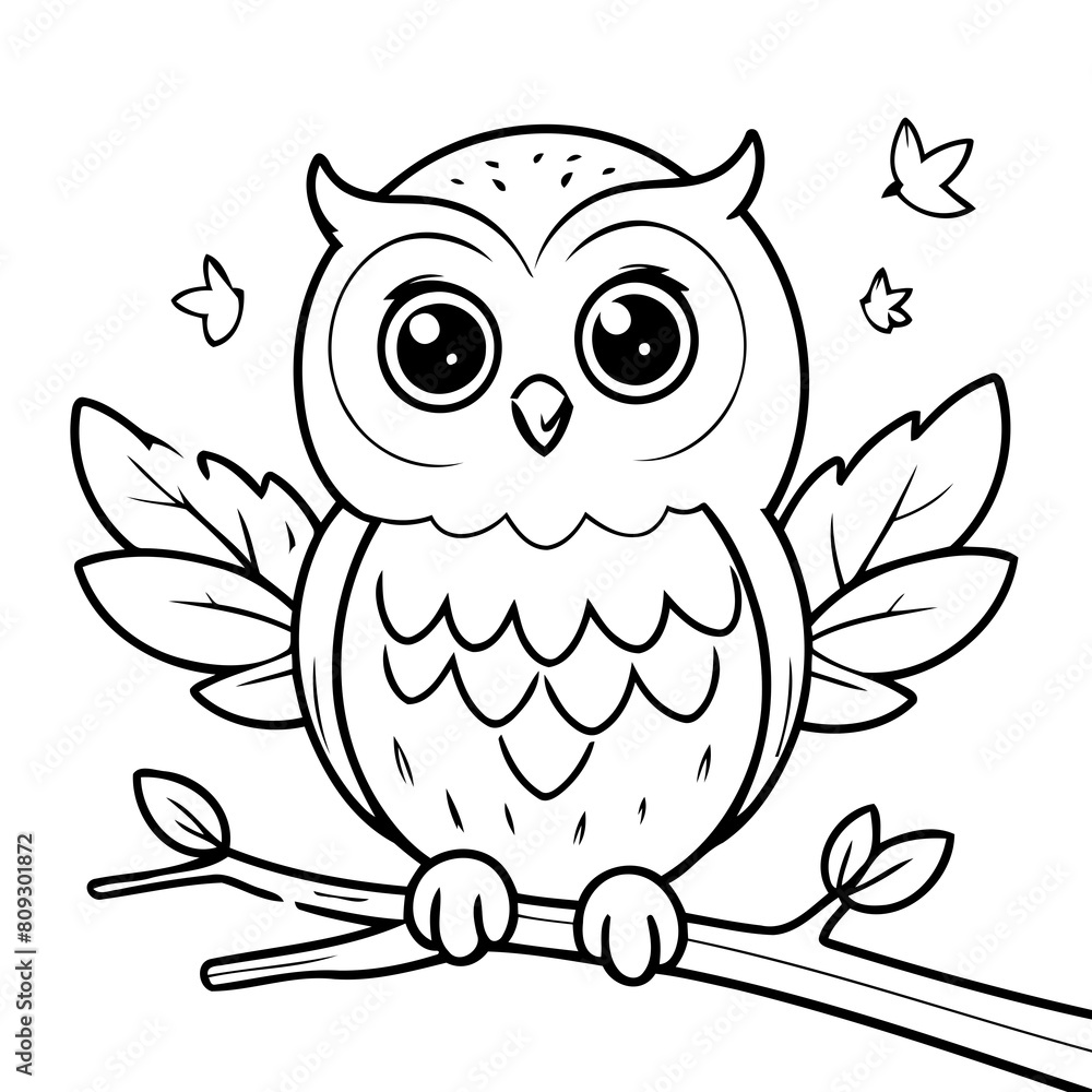 Vector illustration of a cute Owl drawing for toddlers coloring activity Vector illustration of a cute Owl drawing for toddlers coloring activity