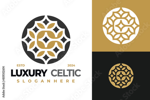 Luxury Letter C Celtic Flower logo design vector symbol icon illustration