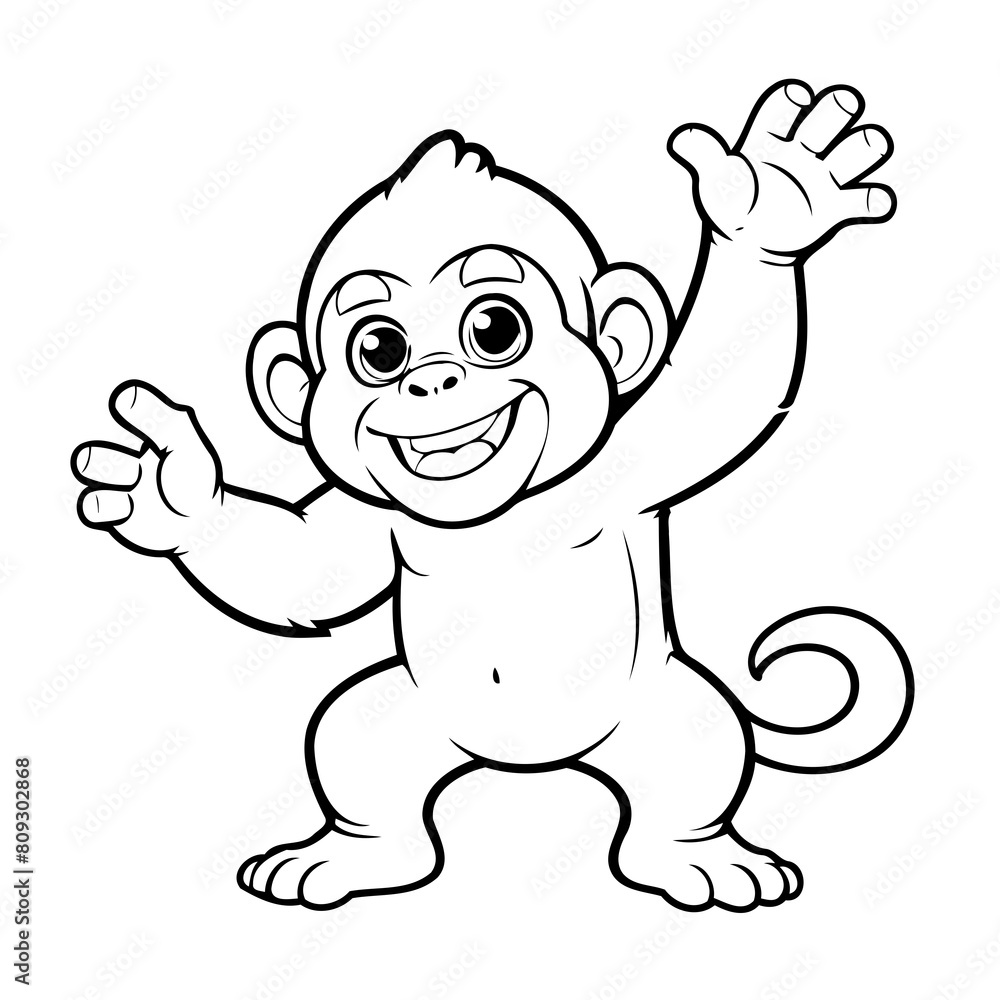 Cute vector illustration Ape doodle for kids colouring page Cute vector illustration Ape doodle for kids colouring page