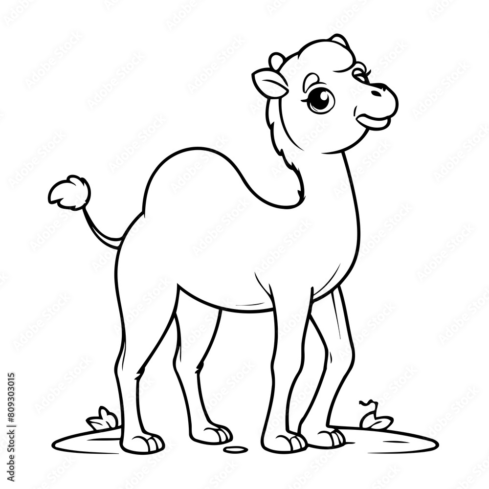 Cute vector illustration Camel drawing for toddlers coloring activity