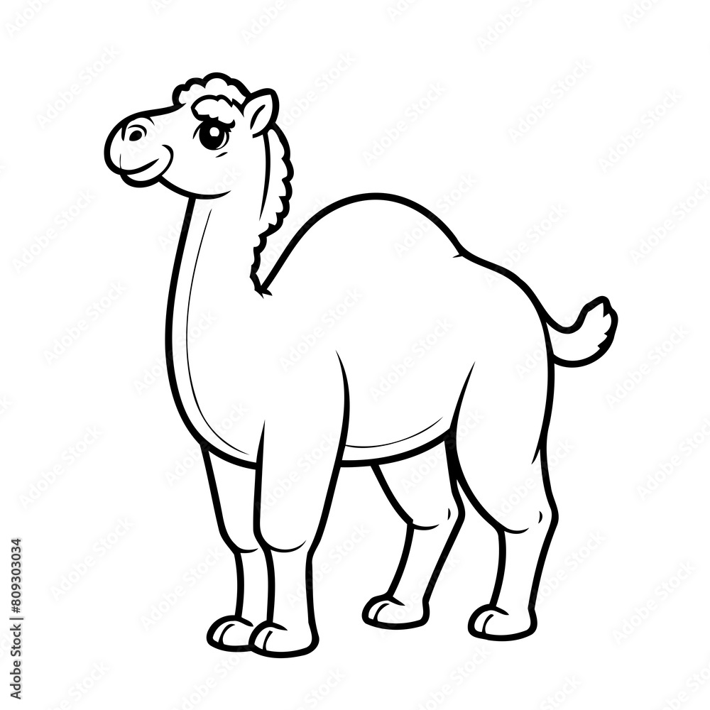 Simple vector illustration of Camel for kids colouring worksheet