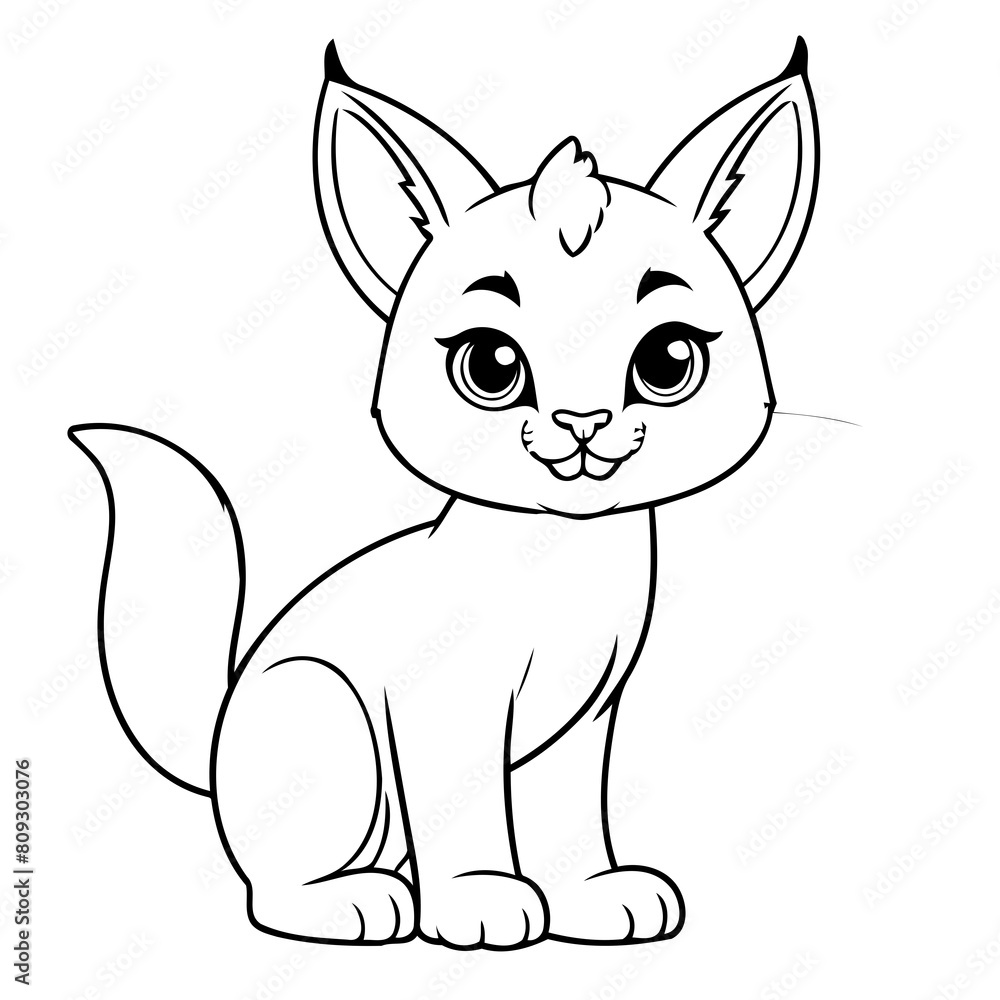 Simple vector illustration of Caracal doodle for toddlers worksheet Simple vector illustration of Caracal doodle for toddlers worksheet