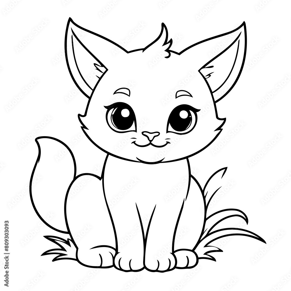 Vector illustration of a cute Caracal doodle for kids coloring worksheet