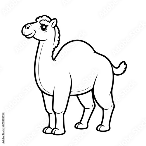 Simple vector illustration of Camel for kids colouring worksheet © meastudios