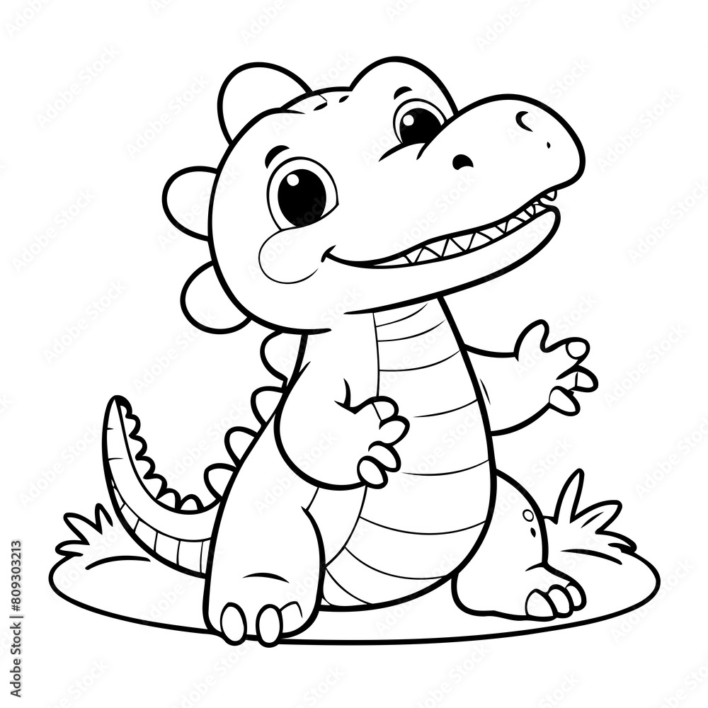 Vector illustration of a cute Crocodile doodle for toddlers coloring activity Vector illustration of a cute Crocodile doodle for toddlers coloring activity