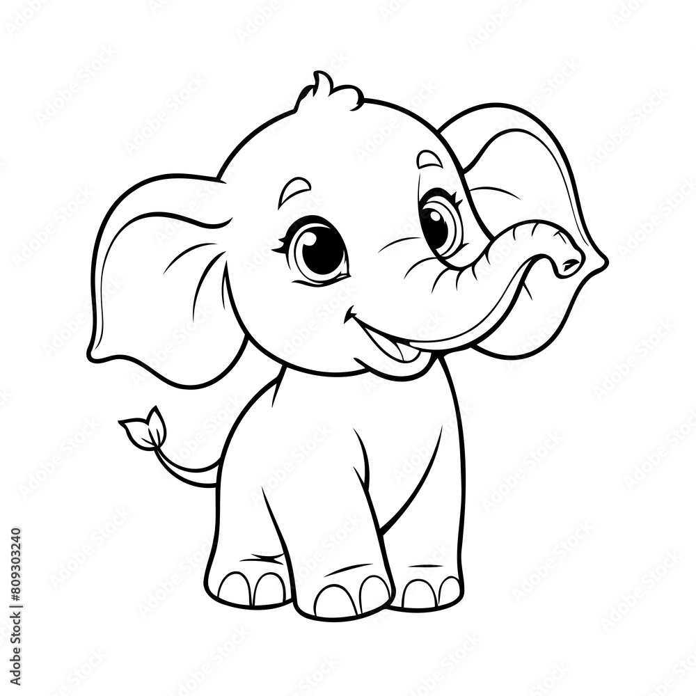 Vector illustration of a cute Elephant doodle colouring activity for kids Vector illustration of a cute Elephant doodle colouring activity for kids