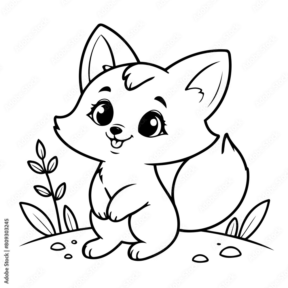 Vector illustration of a cute Fox doodle for toddlers coloring activity Vector illustration of a cute Fox doodle for toddlers coloring activity