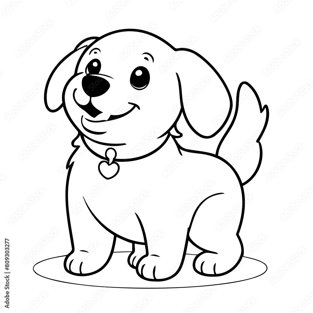 Vector illustration of a cute GoldenRetriever drawing for toddlers coloring activity Vector illustration of a cute GoldenRetriever drawing for toddlers coloring activity