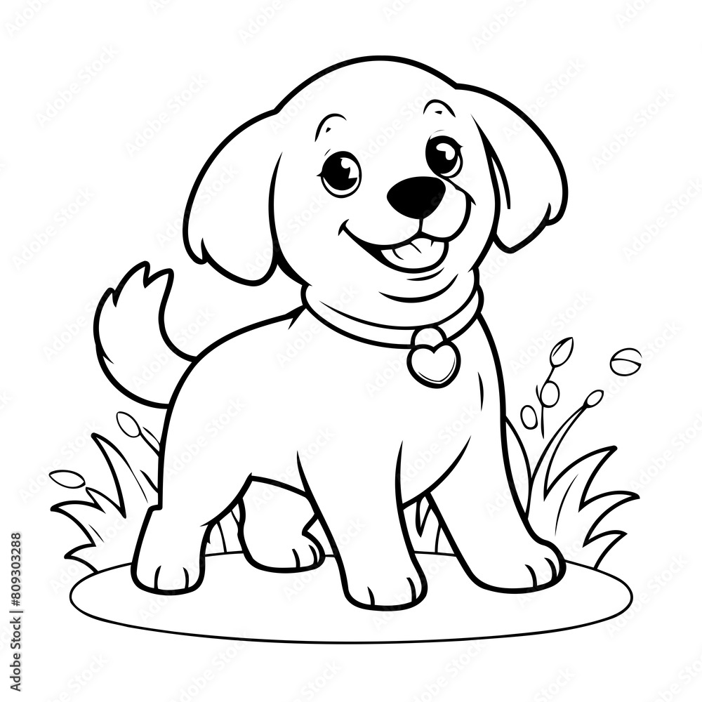 Simple vector illustration of GoldenRetriever hand drawn for kids coloring page Simple vector illustration of GoldenRetriever hand drawn for kids coloring page