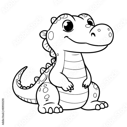 Cute vector illustration Crocodile doodle colouring activity for kids