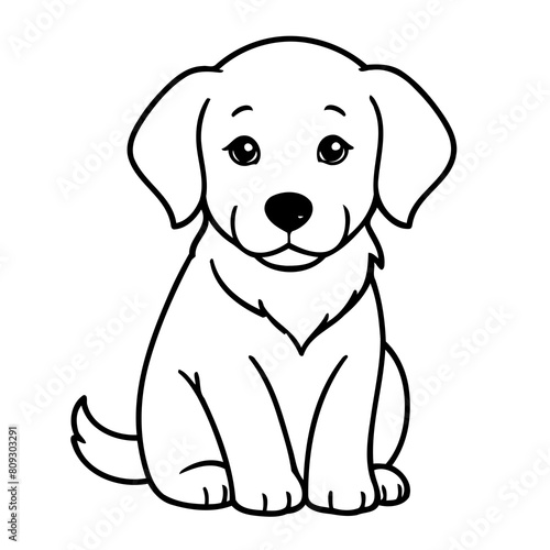 Simple vector illustration of GoldenRetriever drawing for kids page