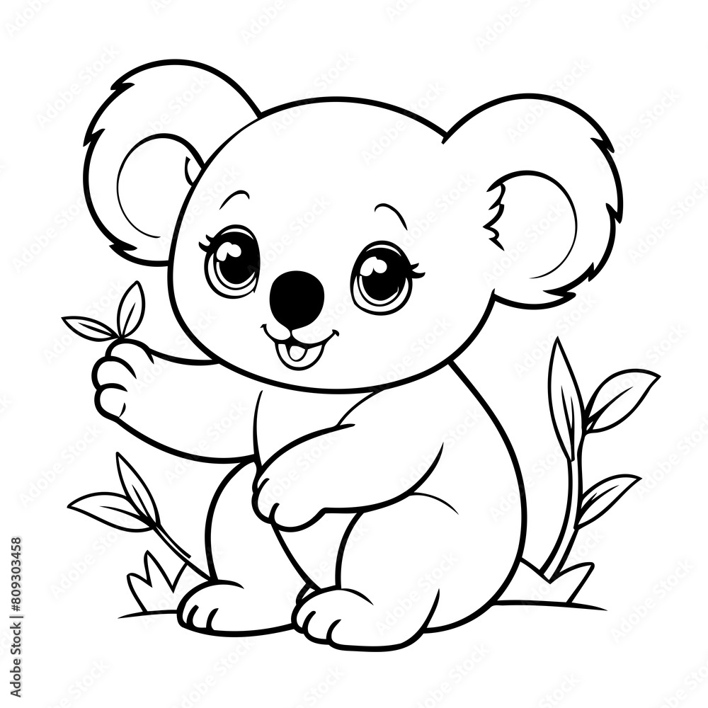 Simple vector illustration of Koala drawing for kids page
