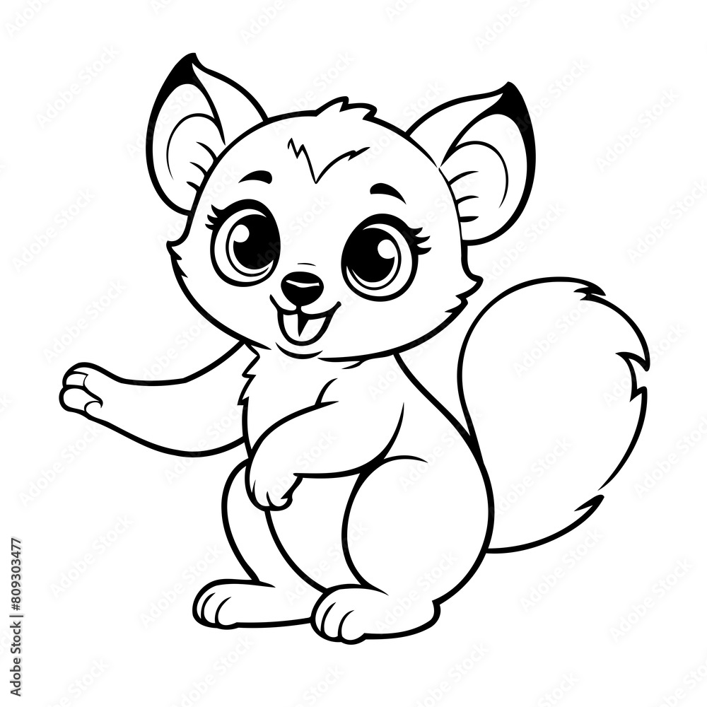 Fototapeta premium Simple vector illustration of Lemur hand drawn for toddlers