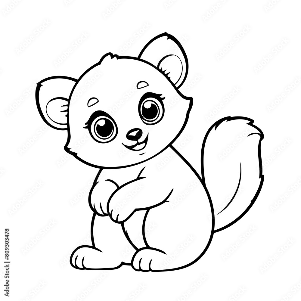 Naklejka premium Cute vector illustration Lemur doodle for children worksheet