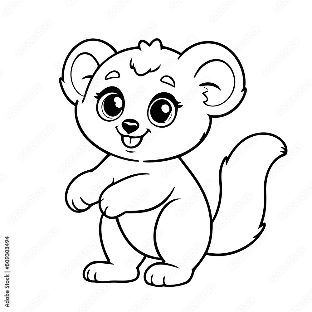 Vector illustration of a cute Lemur drawing for kids page
