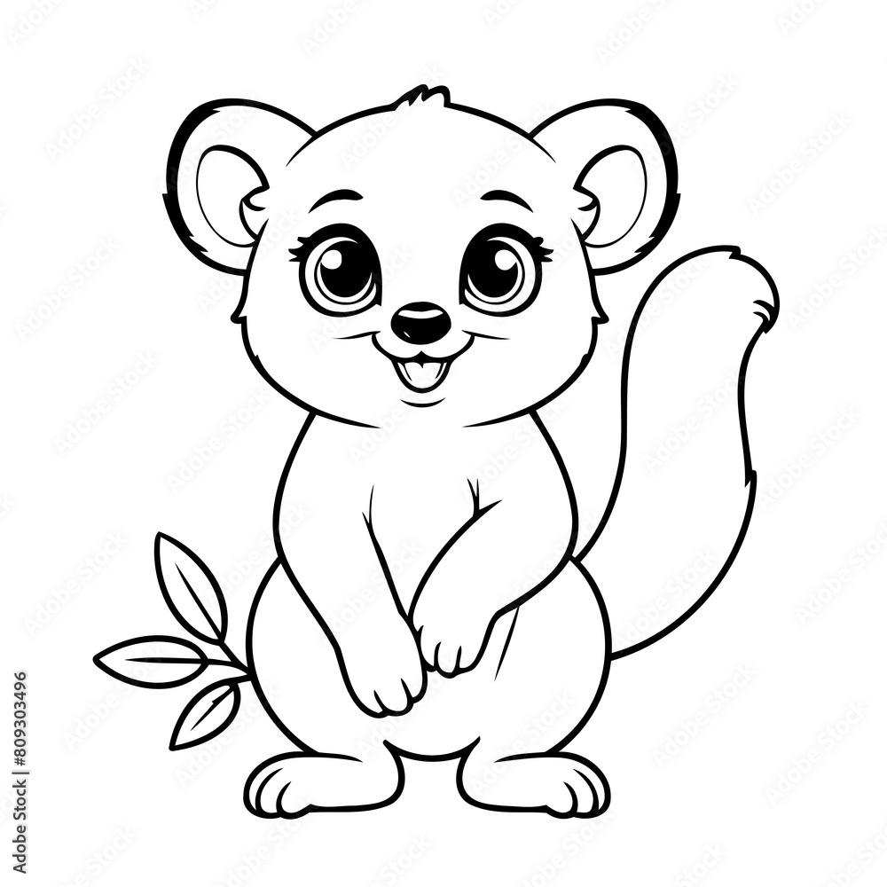 Vector illustration of a cute Lemur drawing for kids colouring activity Vector illustration of a cute Lemur drawing for kids colouring activity