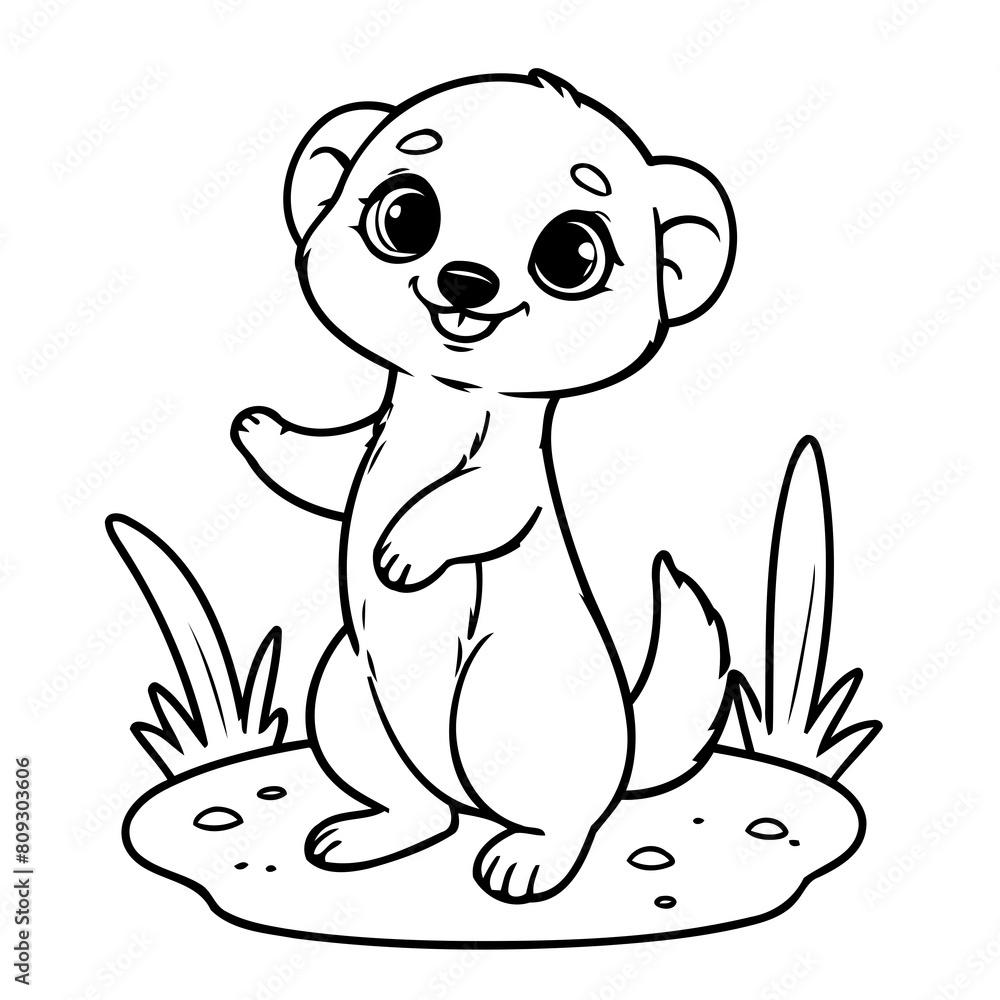Vector illustration of a cute Meerkat drawing colouring activity Vector illustration of a cute Meerkat drawing colouring activity