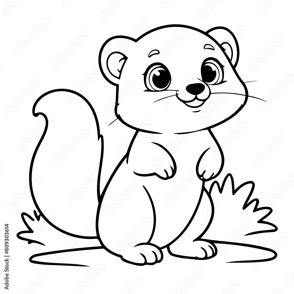 Naklejka premium Simple vector illustration of Mongoose drawing for children page