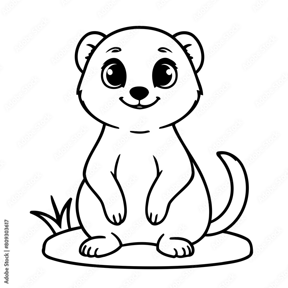 Vector illustration of a cute Meerkat drawing for kids colouring page Vector illustration of a cute Meerkat drawing for kids colouring page