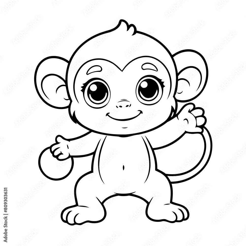 Vector illustration of a cute Monkey doodle for children worksheet Vector illustration of a cute Monkey doodle for children worksheet