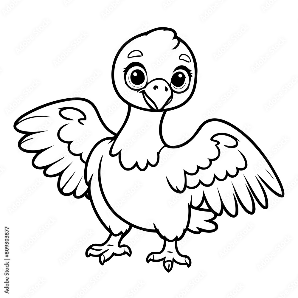 Simple vector illustration of Vulture colouring page for kids Simple vector illustration of Vulture colouring page for kids