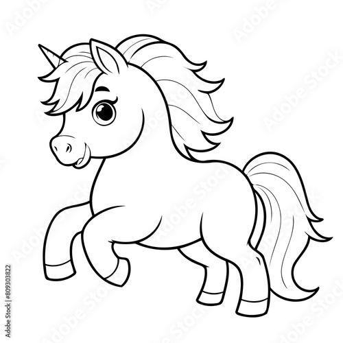 Cute vector illustration Stallion drawing for toddlers colouring page