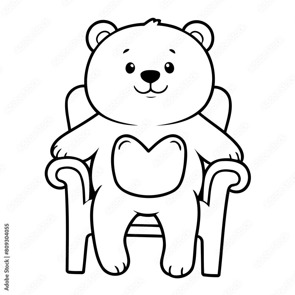 Obraz premium Cute vector illustration Bear drawing for kids colouring activity