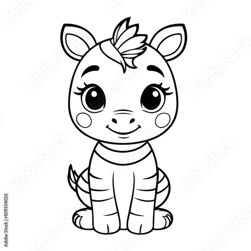 Vector illustration of a cute Zebra doodle drawing for kids page