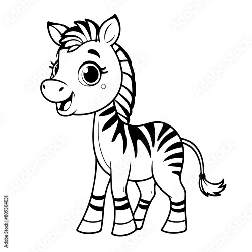 Cute vector illustration Zebra drawing for kids page