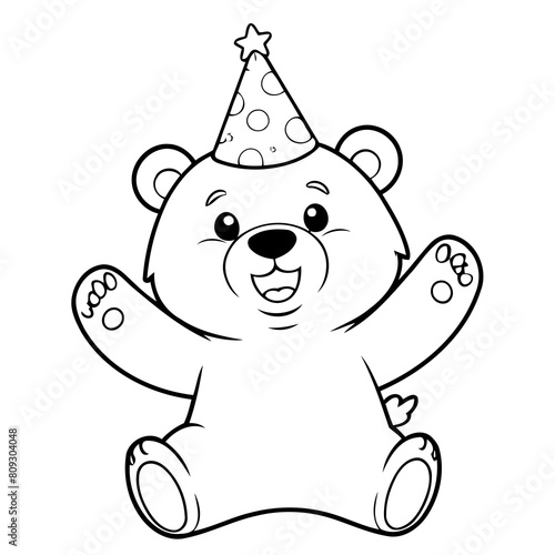 Vector illustration of a cute Bear drawing for colouring page