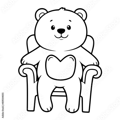 Cute vector illustration Bear drawing for kids colouring activity