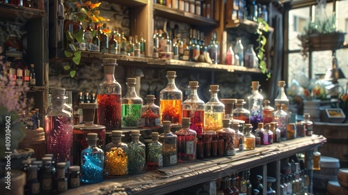 An apothecary s shop filled with various elixirs