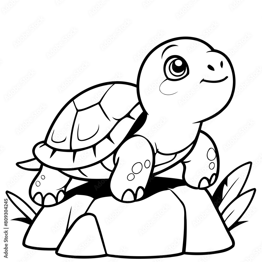 Simple vector illustration of Turtle for children colouring activity Simple vector illustration of Turtle for children colouring activity
