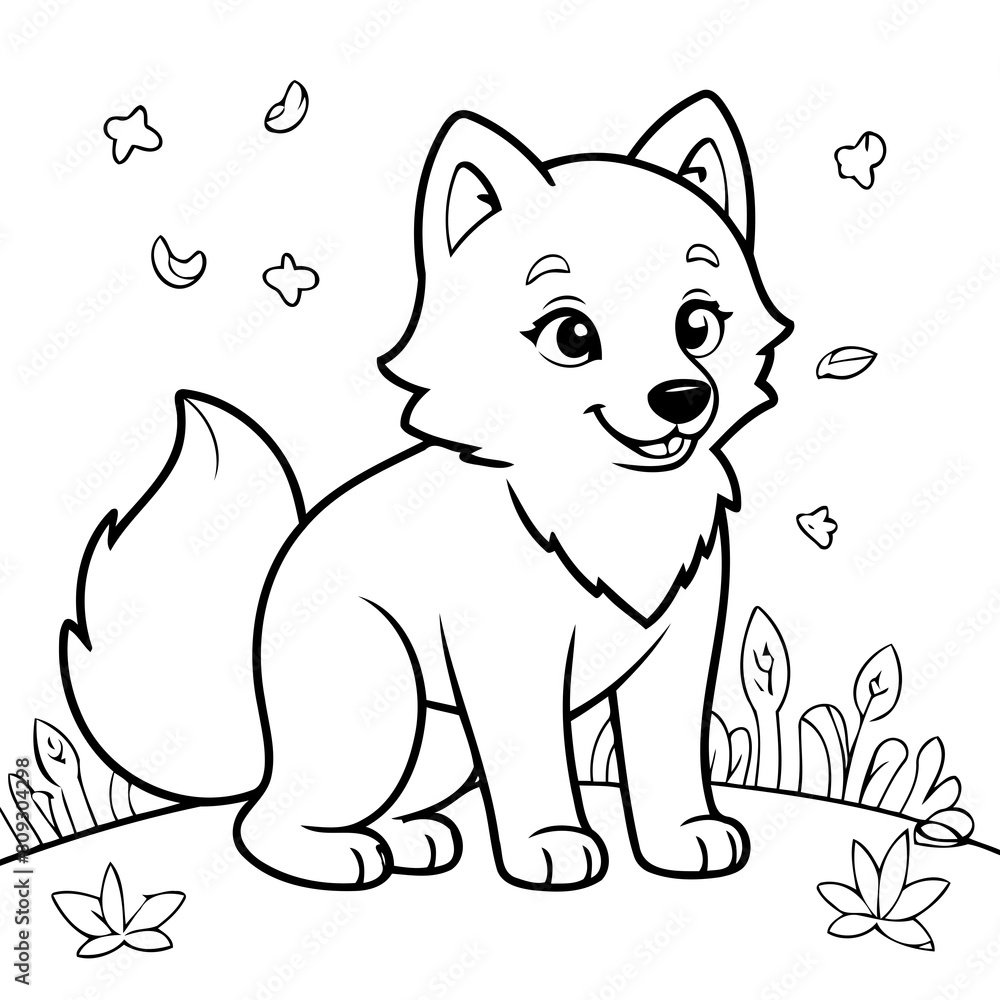Obraz premium Simple vector illustration of Wolf doodle for toddlers worksheet