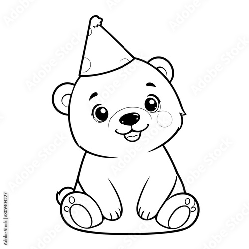 Simple vector illustration of polarbear doodle for toddlers worksheet