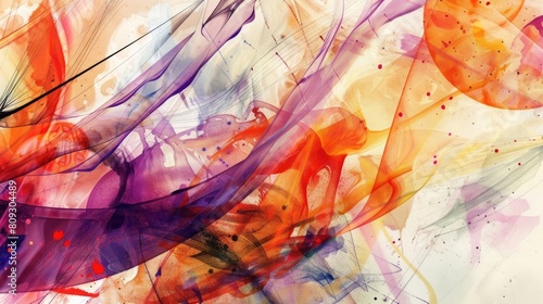 A calligraphic abstraction with a watercolor and ink design background