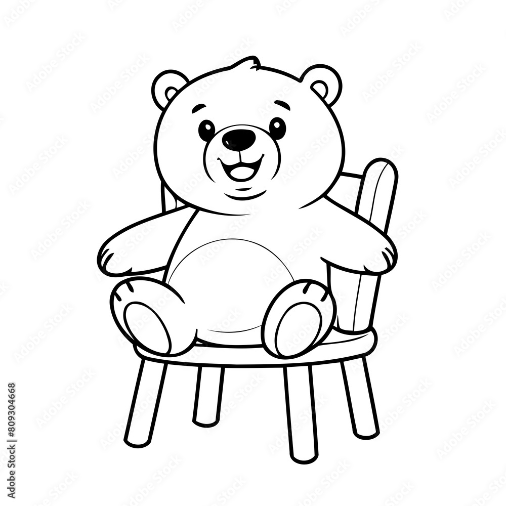 Obraz premium Simple vector illustration of Bear for children colouring activity