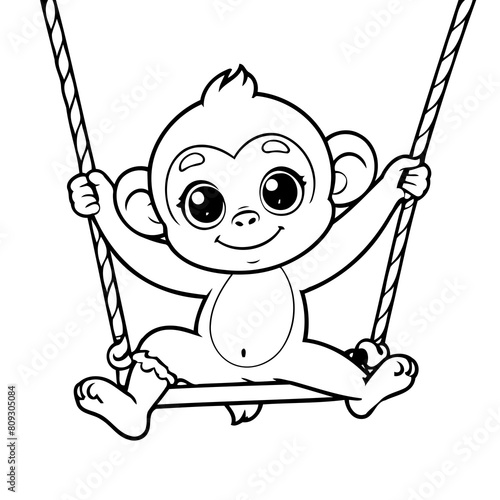 Cute vector illustration Monkey drawing for kids page