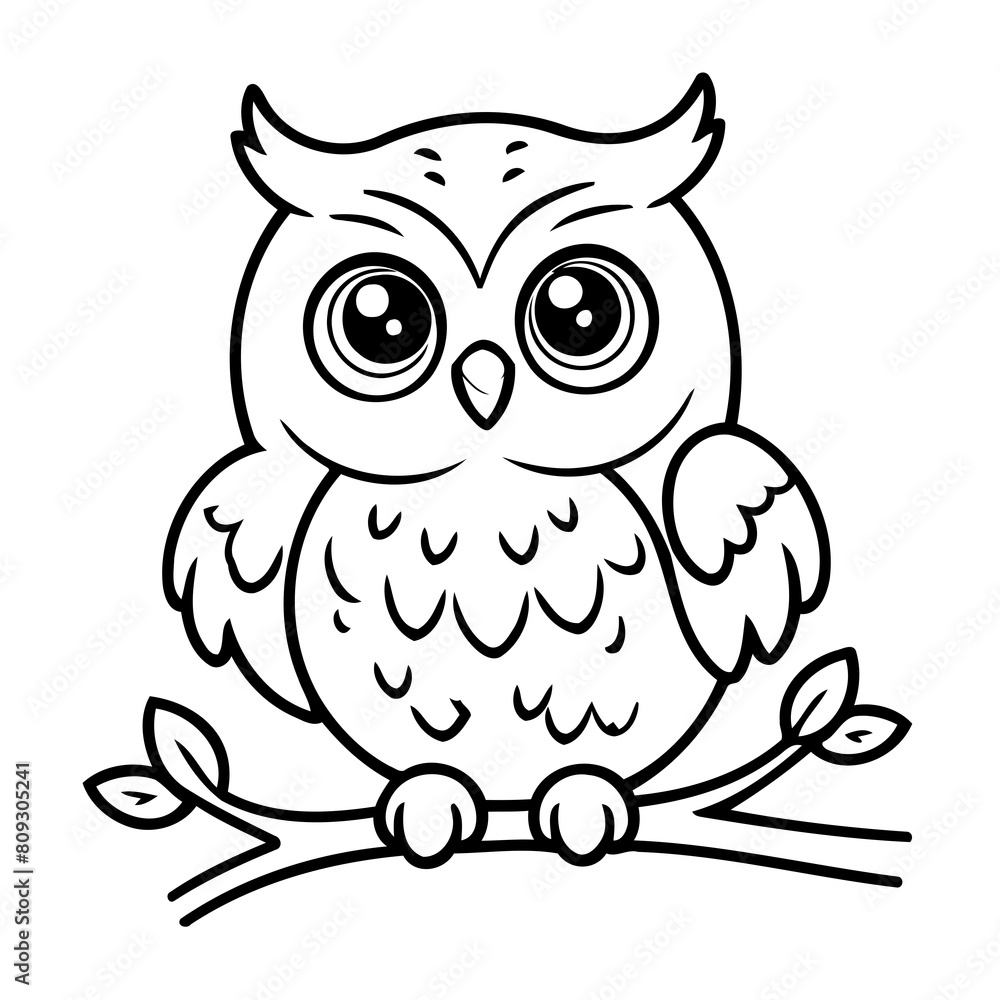 Fototapeta premium Cute vector illustration Owl doodle for kids colouring page