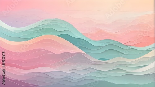 Gentle pastel waves set against a subtle abstract background. hues in gradients. for creating products or apps.