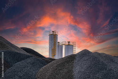 silos and mounds of aggregate