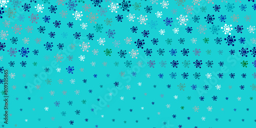 Light Blue, Green vector background with covid-19 symbols.