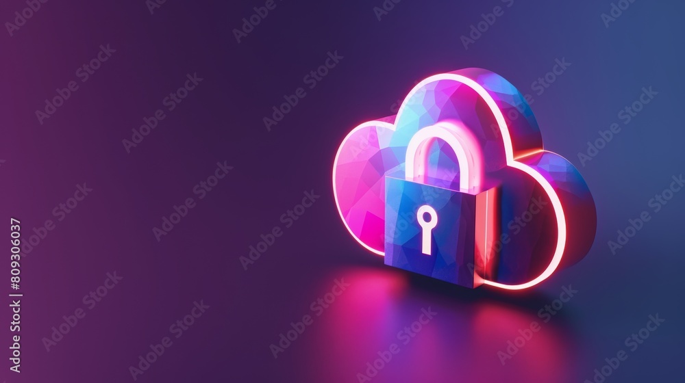 Fototapeta premium Vibrant cloud security concept illustration