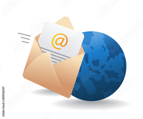 Send email data between worlds infographic 3d illustration flat isometric